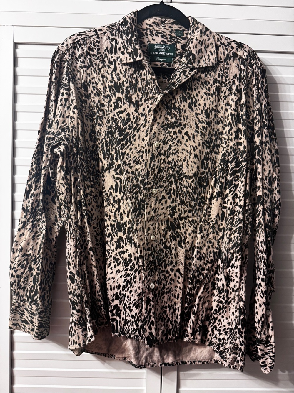 Gitman Vintage Flannel Beige & Black Leopard-Print Button-Down Shirt